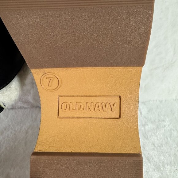 OLD NAVY Faux-Leather Sherpa-Lined Clogs Color: Blackjack Mules SZ 7 - Picture 8 of 9